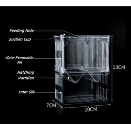 Fish Breeding Box for Aquarium, 13.5x 10.5 x 7.5cm, Transparent Adjustable Isolation Box, Guppy Betta Tank Separator (M:10.5 * 7.5 * 13.5CM)