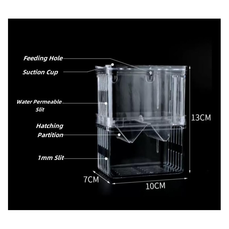 Fish Breeding Box for Aquarium, 13.5x 10.5 x 7.5cm, Transparent