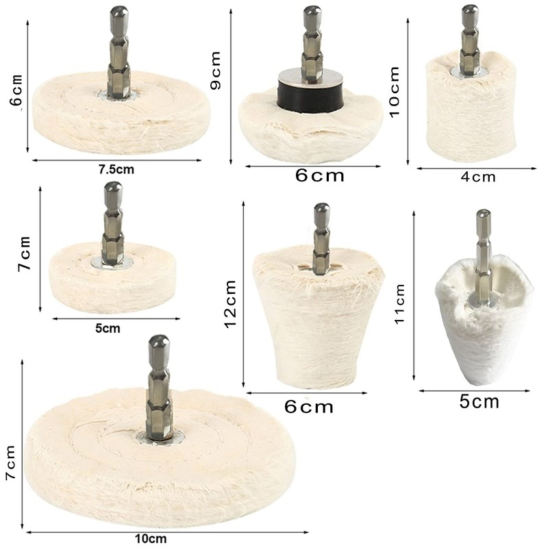 Buffing Drill, Hexagonal Shaft Cloth Buff, Tip Tool, Polishing Buff,