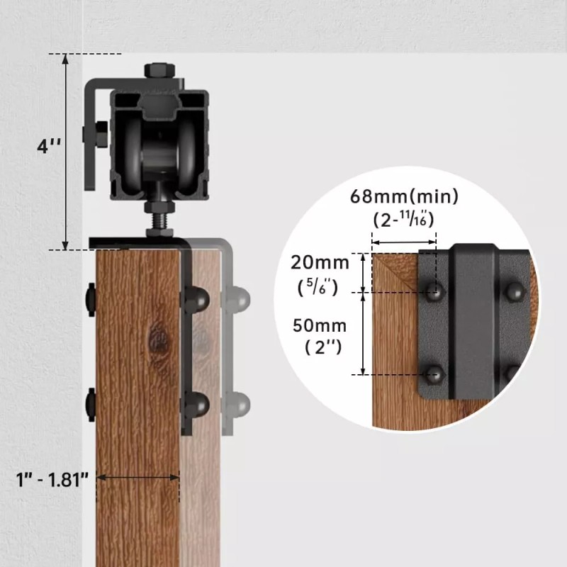 Ccjh 6FT/6.6FT Carbon Steel Box Rail Hardware Sliding Barn Door