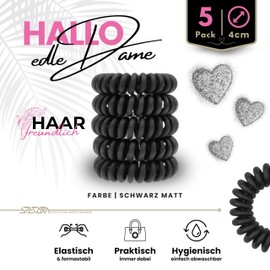 Specora - Spiral Hair Scrunchies Pack of 5 - 4 cm TPU Matte Black