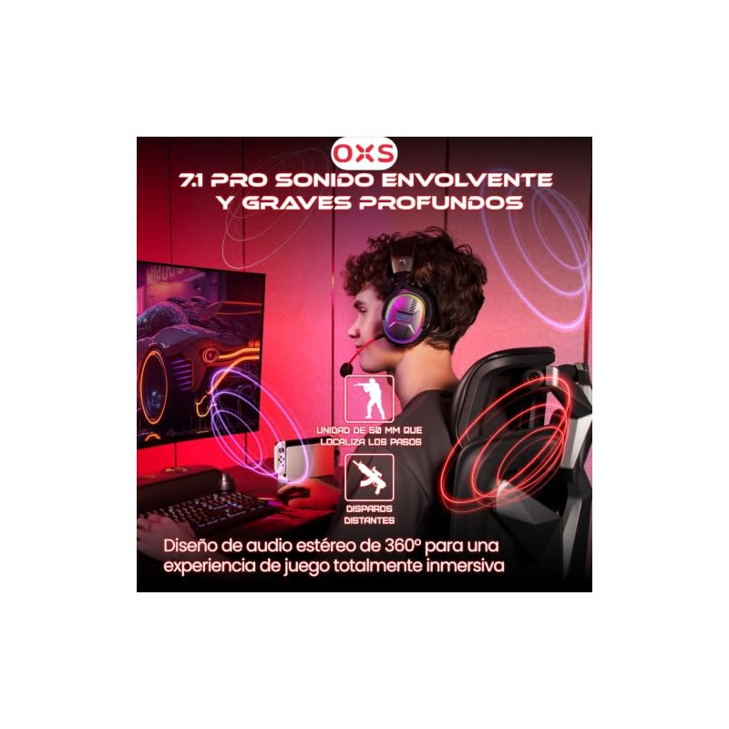 OXS Storm G2 Audfonos Gamer para inalmbricos,con micrfono de cancelacin