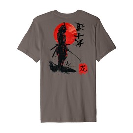 Samurai Japanese Red Eclipse Warrior Art Back Premium T-Shirt