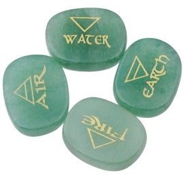 mookaitedecor Chakra Stones Set Engraved Polished Reiki Chakras Healing Stones Palm Stones for Reiki Balancing