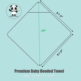 HIPHOP PANDA Hooded Towel - Rayon Made from Bamboo, Bath Towel with Bear Ears for Newborn, Babie, Toddler, Infant - Absorbent Large Baby Towel - Purple Penguin, 37.5 x 37.5 Inch