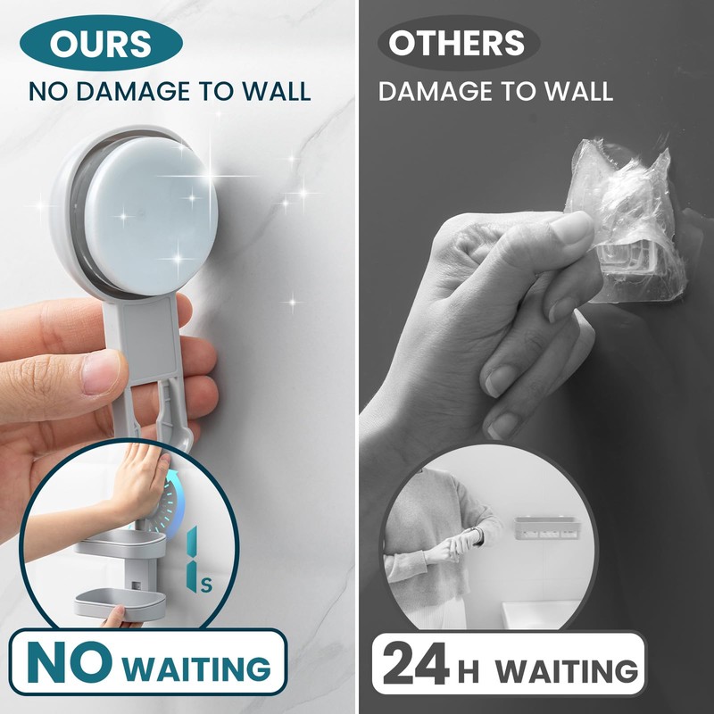 TAILI Double Layer Soap Dish Holder Suction Cup, Strong Sponge