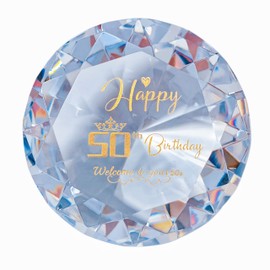 50th Birthday Gifts for Women Wife Her Girlfriend Best Friends Besties, Engraved Crystal Glass Diamond Shaped Paperweights Keepsakes Ornaments,50 Years Birthday Presents for Mum Sisters Daughter