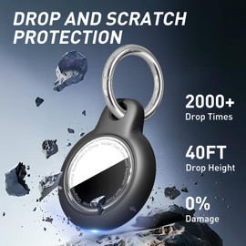 CMETTA 1|2|4 Pack Clear Holder Case for AirTag 2nd Gen 2026 & 1st 2021 with Keychain, Full Body Protective Cover for Apple GPS Item Finder, Secure Keyring for Men Women Dog Kids Car Key Luggage, Black