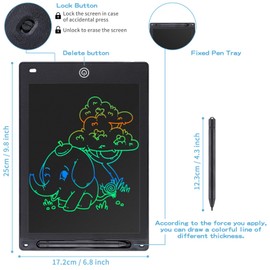 Coozlon LCD Writing Tablet for Kids, 10 Inch Erasable LCD Drawing Tablet for Kids with Lock Function Drawing Board for Doodle Drawing and Memo Lists,Free Animal Cartoon Stickers, Ebony
