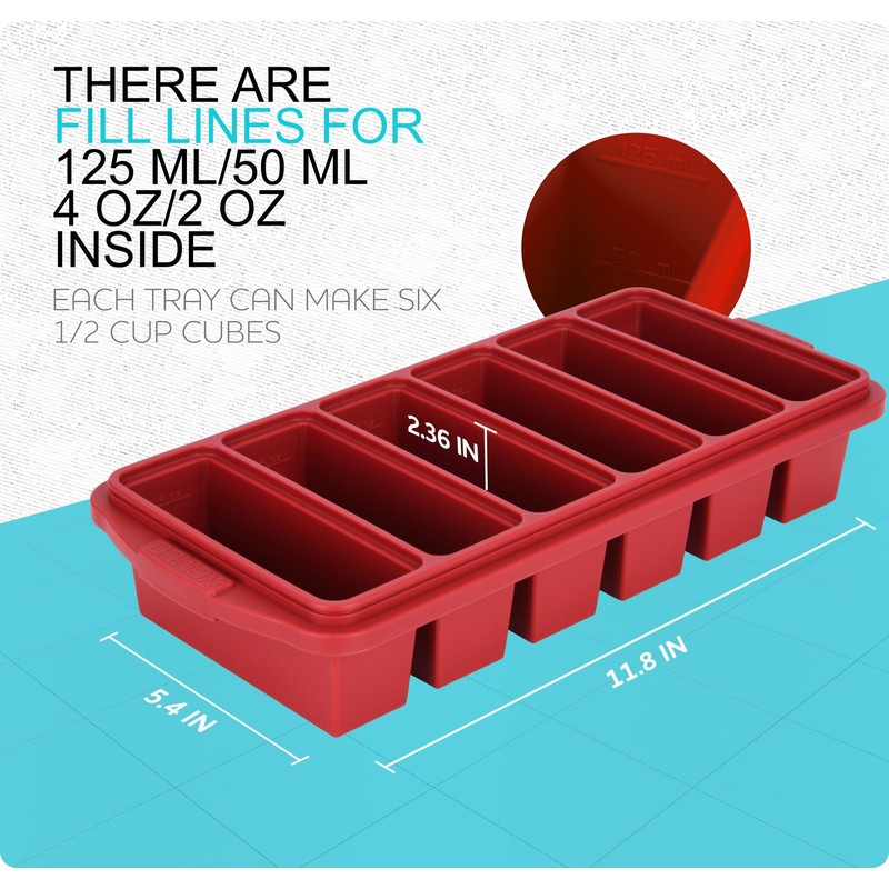 1/2 Cup Silicone Freezer Tray With Lid - Silicone Freezer