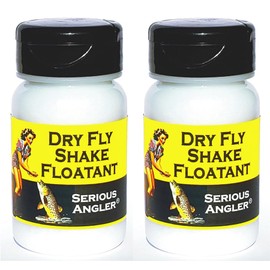 Dry Fly Shake Floatant - Fly Fishing Floatant Creates a Hydrophobic Powder Coating on Dry Flies Just by Shaking. Restores Soggy Flies to Dry High Floating Condition. Made in The USA. Twin Pack