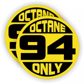 Unbranded (2) 94 OCTANE ONLY Fuel Door Vinyl Stickers Race Car Gasoline Gas Decals Labels