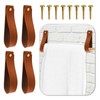 Abeillo 4 Pcs Leather Wall Hooks, Medium Leather Straps Hanger