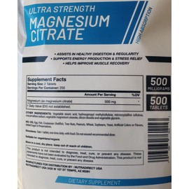 NutraDirect Magnesium Citrate 500mg - 500 Tablets   EXP:   APRIL 2026