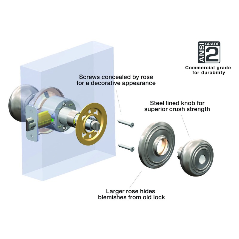 BRINKS Stafford Hall Closet Door Knob, Satin Nickel - Hands-Free