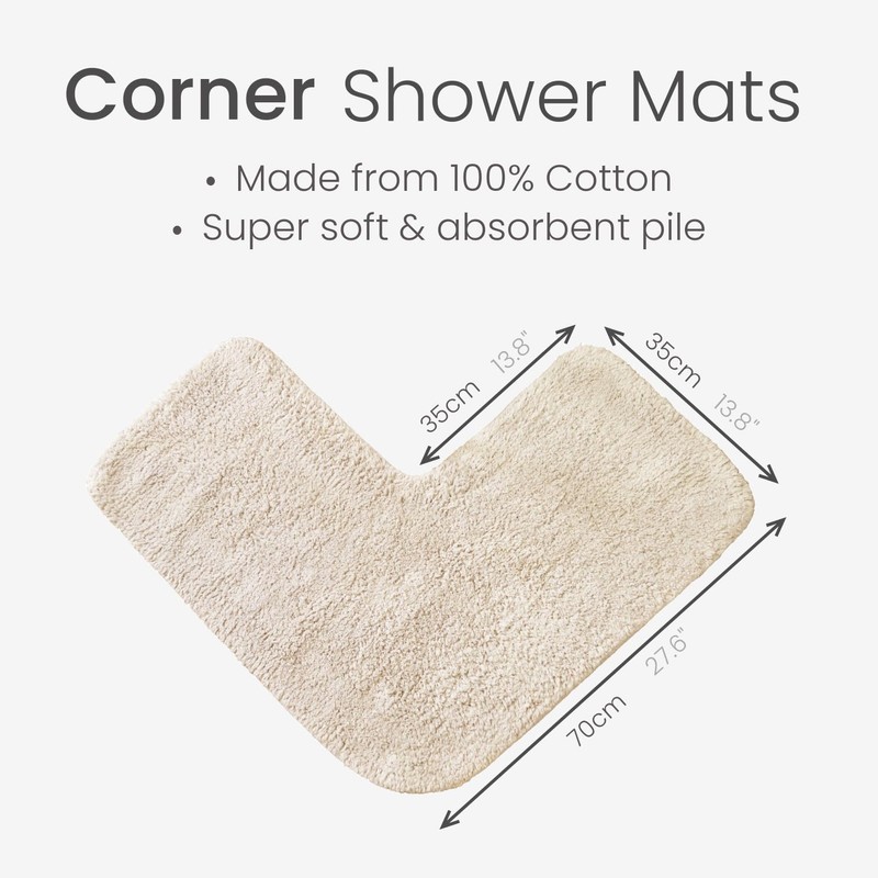 Allure Corner Shower Mat – 100% Cotton L-Shaped Bath Mat