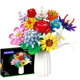 SIENON - Juego de construcción de Ramo de Flores, 1009 Unidades, colección botánica, Bloques de construcción, Juguetes de ladrillo de Flores, Proyecto Creativo para decoración del hogar, día de San