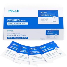 OWELL Almohadillas de preparación – 400 toallitas estériles envueltas individualmente, toallitas antisépticas medianas de 2 capas para desinfectar la 