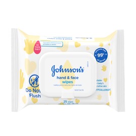 Johnson's Baby Disposable Hand & Face Cleansing Wipes, Pre-Moistened Wipes Gently Remove 99% of Germs & Dirt from Delicate Skin, Paraben-, Phthalate- & Alcohol-Free, Hypoallergenic, 25 Count