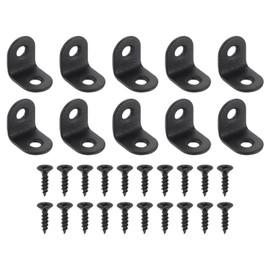 sourcing map 10Pcs L-Shaped Brackets Corner Brace, 0.79"x0.79"x0.63" Corner Bracket Shelf Bracket Right Angle Brackets for Wood Shelves Furniture (20x20x16mm, Black)