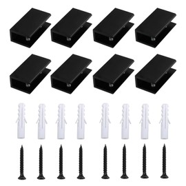 8 Pack Glass Shelf Brackets, Aluminum Glass Clamp, Adjustable Rectangle Glass Shelf Holder Wall Mounted Glass Shelf Supports for 8-10 mm Thickness Glass and Mirrors (Black, 8 Pack)