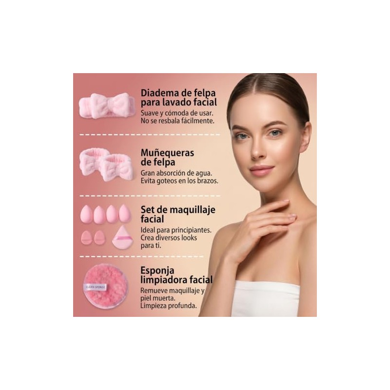 20 Piezas Set de Esponjas Faciales Maquillaje para Mujer