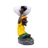 7" Medium Rasta Jamaican Man Holding Bowl Polyresin Ashtray Decoration