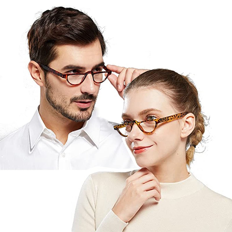 Hubeye 3 Pairs Plastic Retro Half Moon Frame Reading Glasses