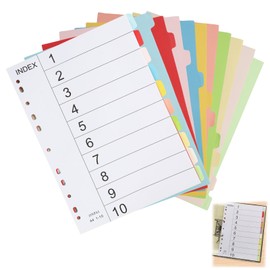 A4 Plastic File Dividers, 10-Part Durable Index Tabs, Pastel Coloured Folder Dividers with Pre-Punched Holes, Waterproof and Tear-Resistant,for Home, School & Professional Organization