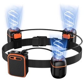 Portable Waist Fan with 3 Small Fans for 10 times Strong Wind & Wide Cooling Area 10000mAh Battery Over 24H Working Time Hands-Free Fan with Belt for Outdoor, Sports, Travel (Black Orange)