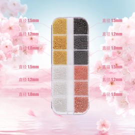 Nail Bullion Nail Parts, Metal Brion, 4 Colors, Gold, Silver, Rose Gold, Black, Bullion Parts, Nail Resin, Large Capacity Type, Metal Parts