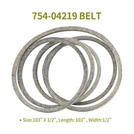Honoyam 754-04219 954-04219 Mower Deck Belt 46" Replacement 1/2" x 103" for Cub Cadet MTD Troy-Bilt 754-04219 954-04219 John-Deer GX20072 GY20570 Fits Cub Cadet LTX1045 LTX1046 LTX1046VT LTX1046KW
