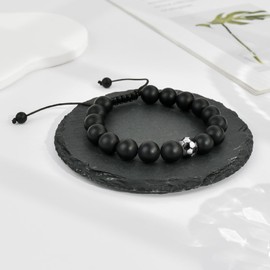 CheersLife Football Bracelet, Gifts for Boys, Son Bracelet, Mens Gift, Birthday, Christmas, Boy, Gift for Son, Grandson, Brothers, Man, Husband, Natural Stone Football BraceletIT, Stainless Steel,