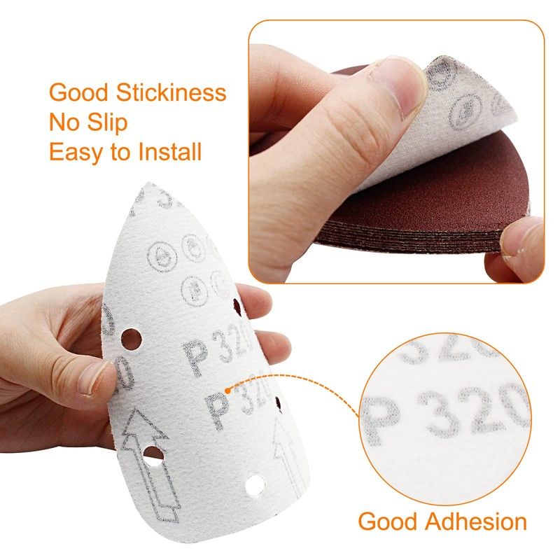 Cionyce 50 Pcs 320 Grit Mouse Detail Sander Sandpaper 5