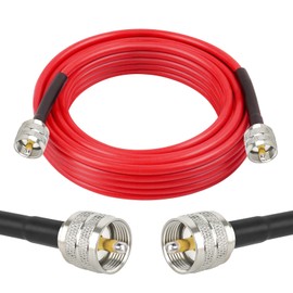 MOOKEERF CB Coax Cable - 18FT RG58 PL-259 UHF Male to Male Cable Low Loss CB Antenna Cable CB Radio Coaxial Cable for CB Radio, Ham Radio, Amateur Radio, Antenna Analyzer, SWR Meter (Red)