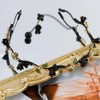 AHONEY Black Flower Headband for Women Girls Hair Vine Leaf