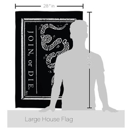 Americana Home & Garden HS140725-BO-02 Black Join Or Die Americana Historic Decorative Vertical House Flag Set, 28"x 40" w/Flagpole, Multi-Color