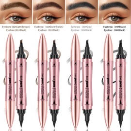 Magic Microblading Eyebrow Contouring Pencil - Microblading Eye Brow Contouring Pen - Precise Waterproof Brow Pen 4 Tipped Precise Waterproof With A Micro-Fork Tip Applicator 2-in-1 (Black)