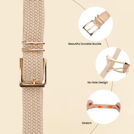 SNCEAW Casual Braided Woven Stretch Belt Women Men Elastic Belts for Women Golf Belts for Pants Jeans, A-dark Grey, S: Fit Waist 29-32Inches