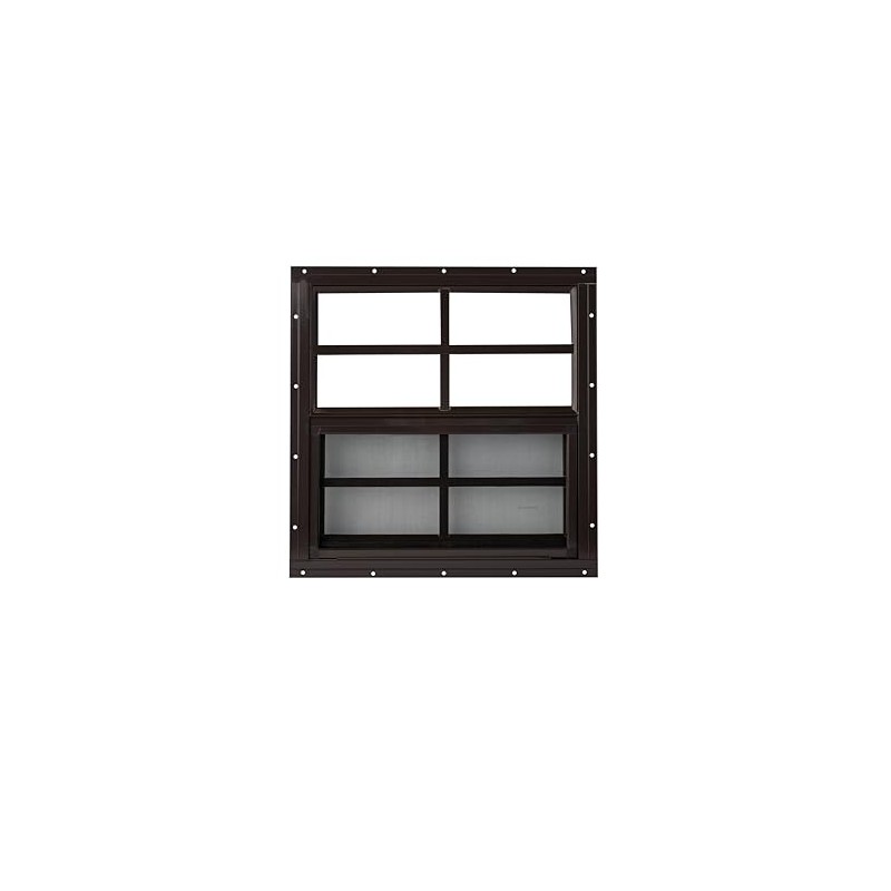 Shed Window 16x16 Brown Flush - Vertical Slider with Tempered