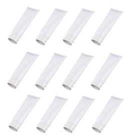 Doromy 12Packs Plastic Refillable Soft Tube Bottles White Leakproof Makeup Squeeze Tubes Soft Cosmetic Container with Flip Cover for Shampoo Toothpaste Facial Cleanser Body Lotion