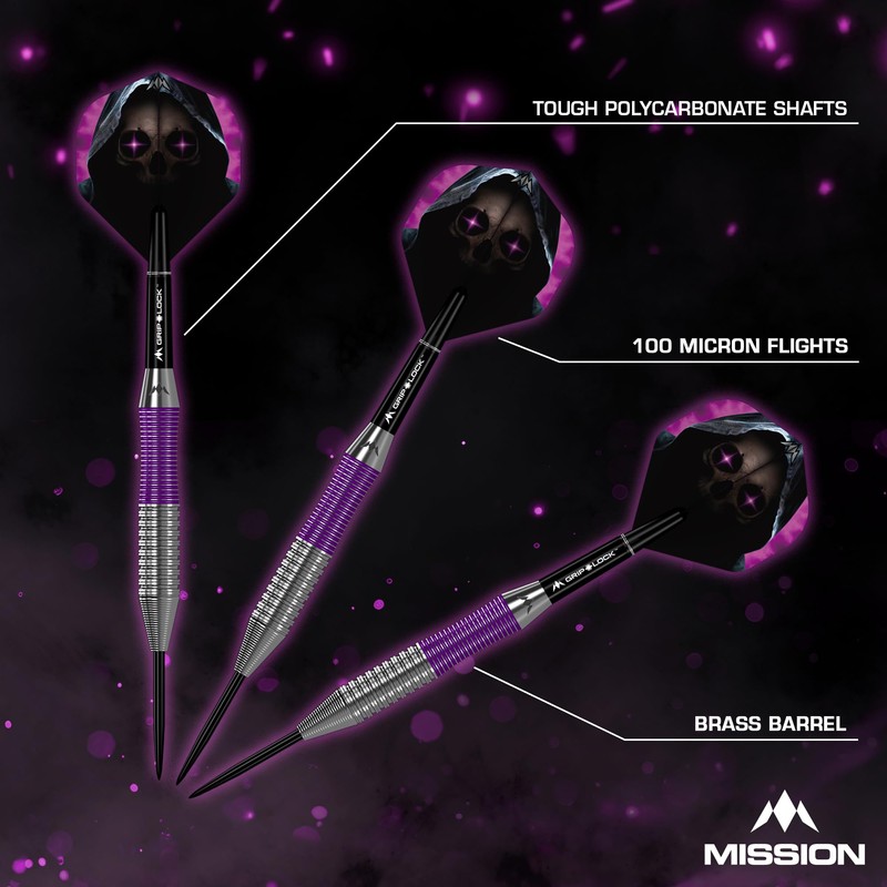 Mission | Phantom Darts | Silver & Purple | Brass