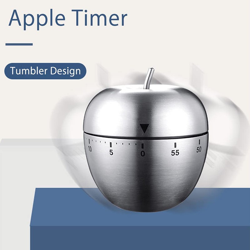 Kitchen Timer Cute Manual Stainless Steel Mechanical Rotating Alarm 60