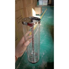 Grill Basket Grill Accessories (2 Pieces), 304 Stainless Steel, Removable Wooden Handle, Rotating Grill Basket, Round for Vegetables, Seafood, Meat, Camping, Grilling, Gifts for Barbecue Lovers, Men