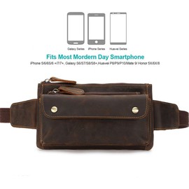 Loyofun Genuine Leather Bum Bag Belt Bag Bumbag Hip Bag for Men and Women Brown Size: Medium