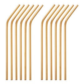 GRÄWE Straws, Curved, Set of 12, Silver Stainless Steel Straws, Dishwasher Safe, Reusable Metal Straw