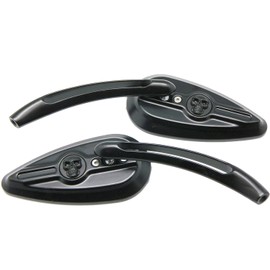 MotorToGo 1Pair CNC Black 3D Skull TearDrop Motorcycle Mirrors Compatible for Triumph Rocket III