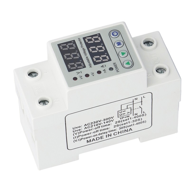 Digital Display 2P Voltage Protector Automatic Reset Under Over Voltage