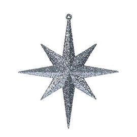Vickerman 8" Pewter Iridescent Glitter Bethlehem Star Christmas Ornament, 4 per Box