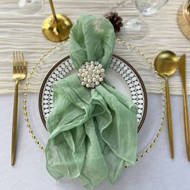 EHLDekol Cheesecloth Gauze Napkins with Wrinkled, Set of 10, Weddings Decorative Napkins, Dinner Parties, Everyday use, Hand Dyed 100% Cotton Napkins